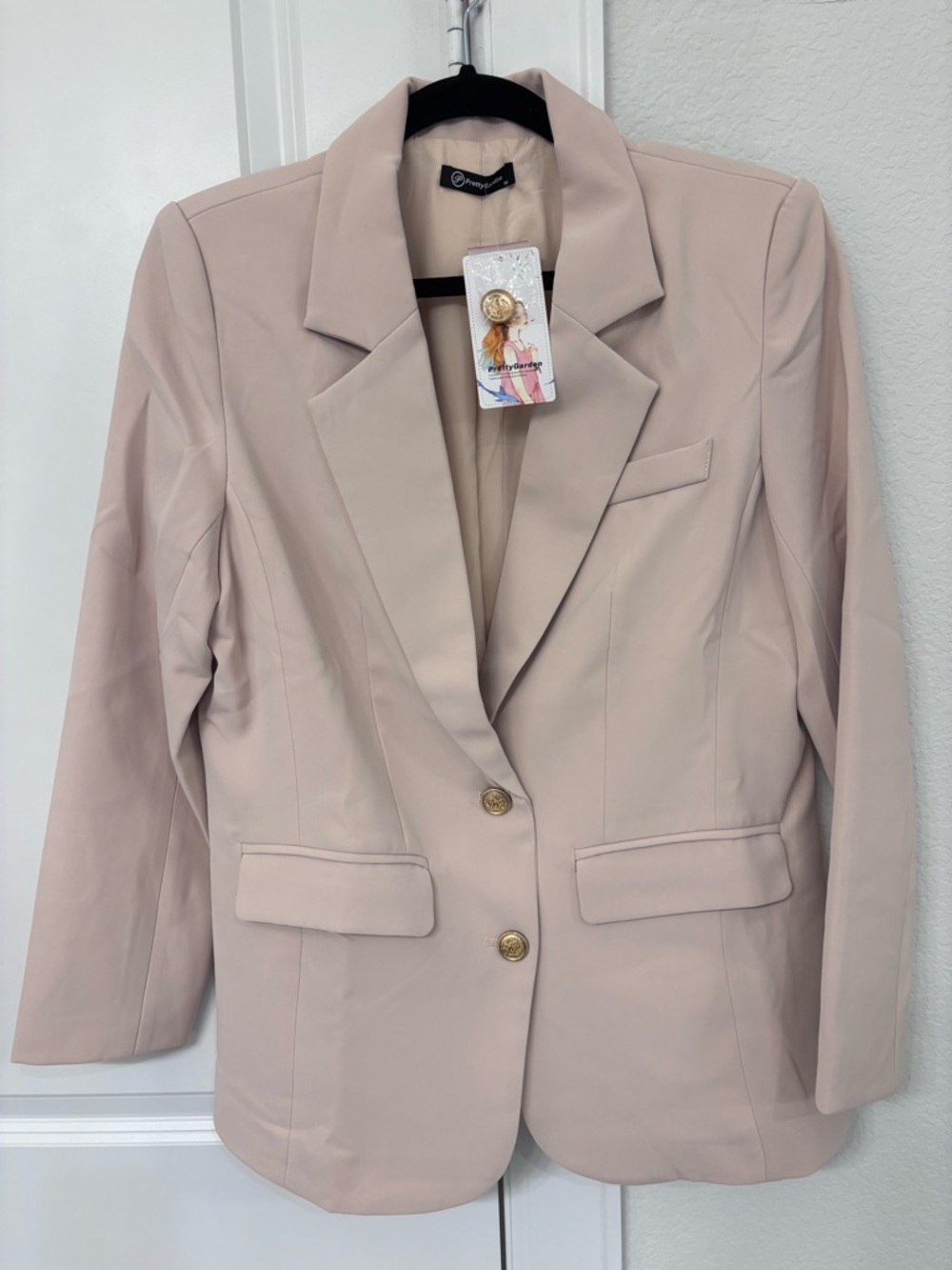 Tailored Tan Blazer with Gold Buttons
